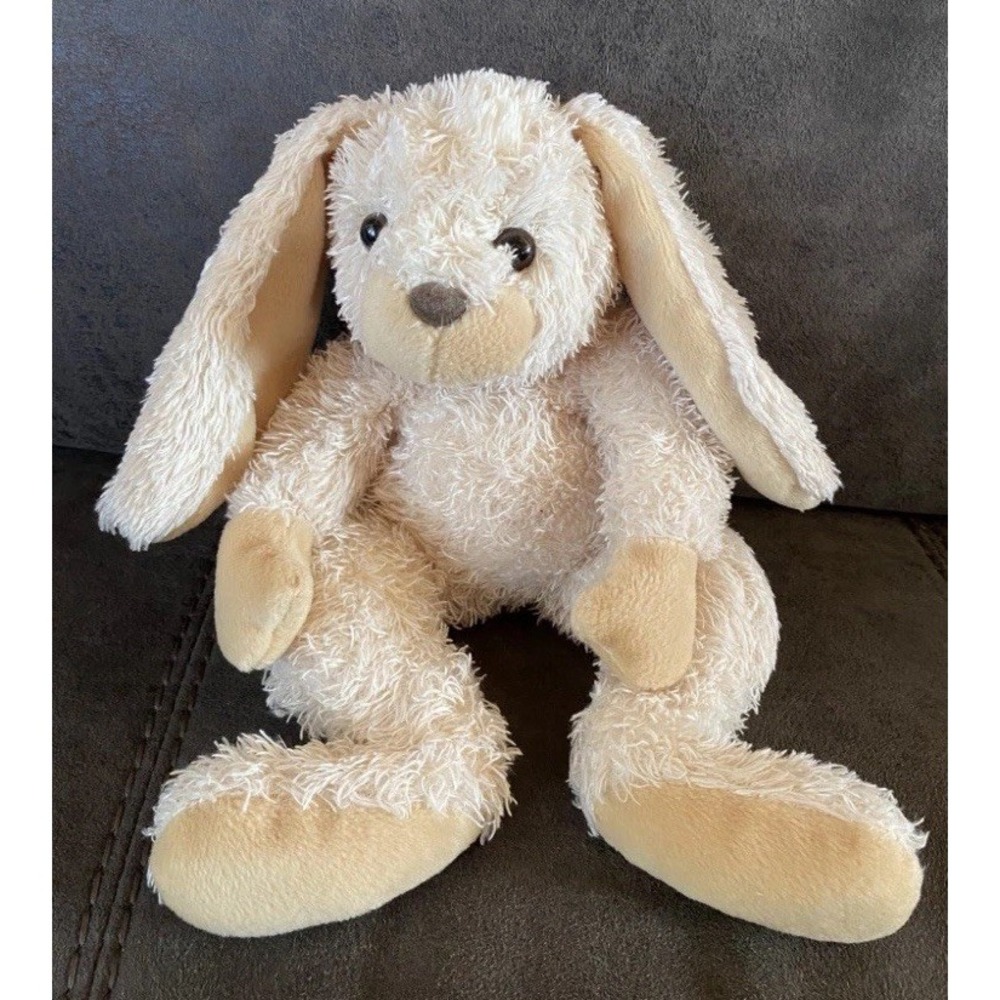 Kellytoy Bunny Rabbit Floppy Plush Shaggy Big Feet Fuzzy 12" Tan Easter